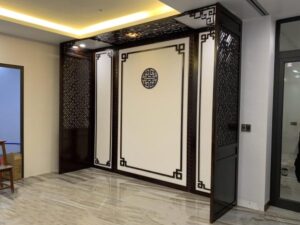 Vách CNC thiết kế sang trọng màu nâu đen mã 04